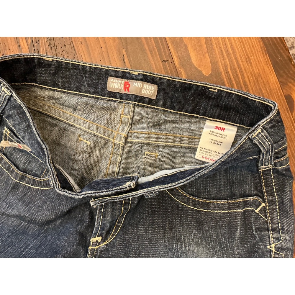 Ariat Fire Resistant Mid Rise Bootcut Whipstitch Jeans Women's 30x32 Work Wear - Picture 5 of 6